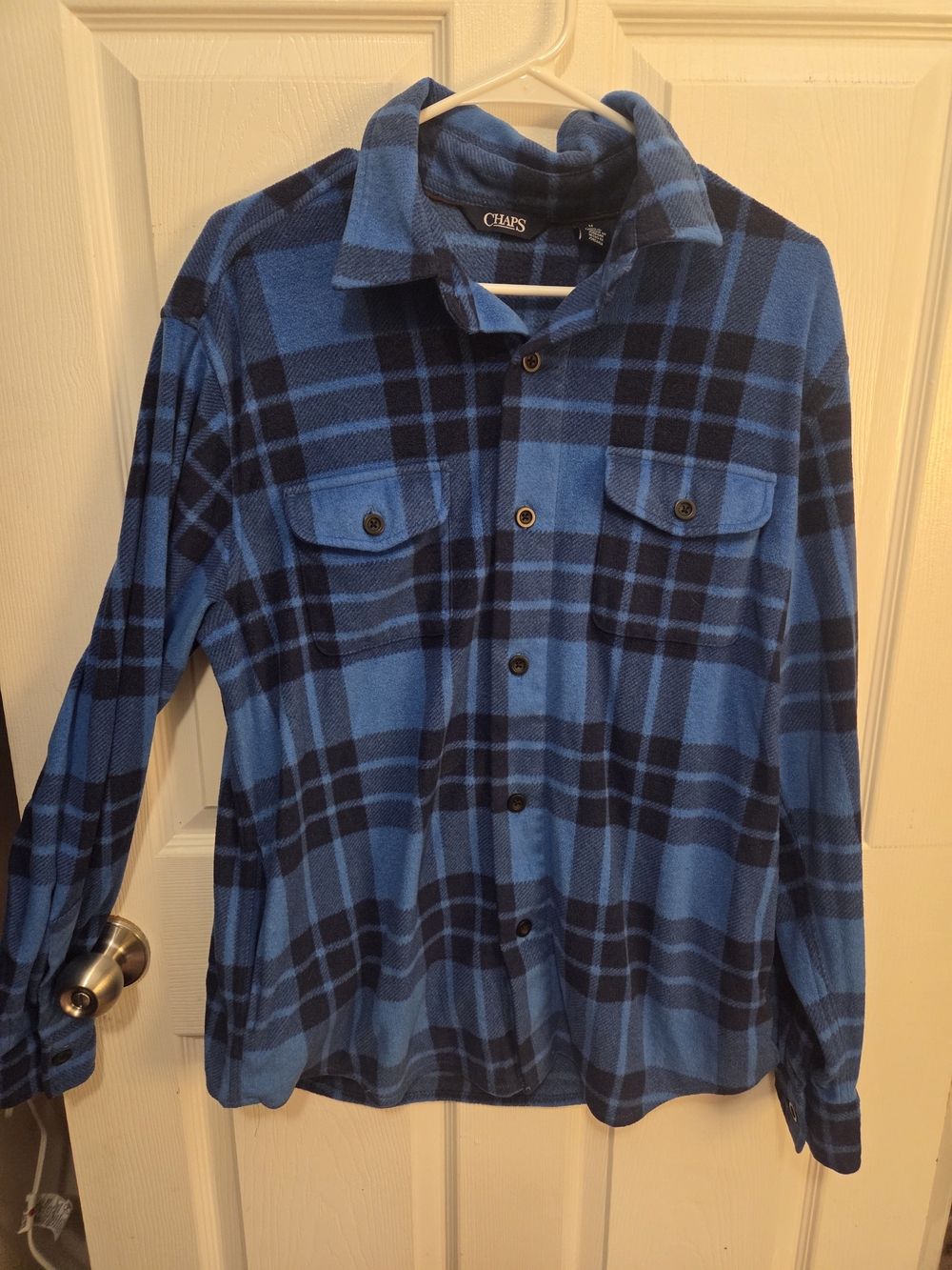 Chaps Blue and Navy Plaid Button-Down Shirt